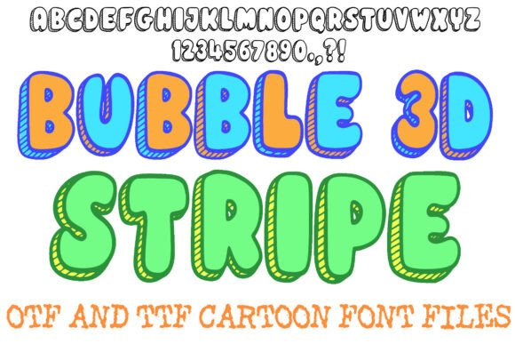 Make Your Designs Pop with 3D Bubble Stripe Cartoon Font